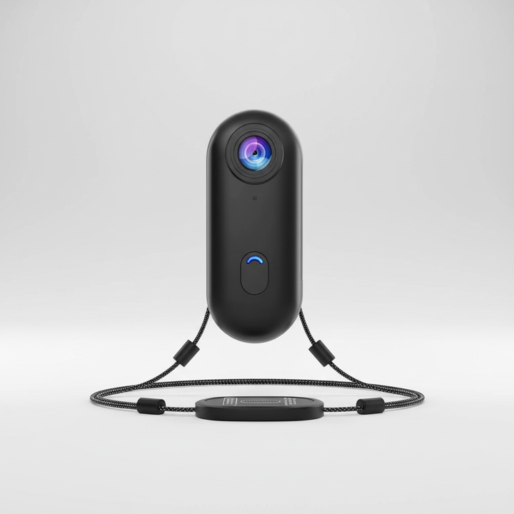 Wasserdichte Mini-Sportkamera PocketEye für hochauflösende freihändige Videoaufnahmen im Freien.