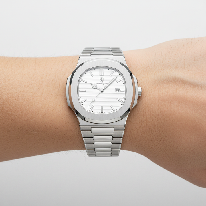 Elegante Herren Armbanduhr TimeMaster mit komfortablem Edelstahlarmband und sicherer Schließe.