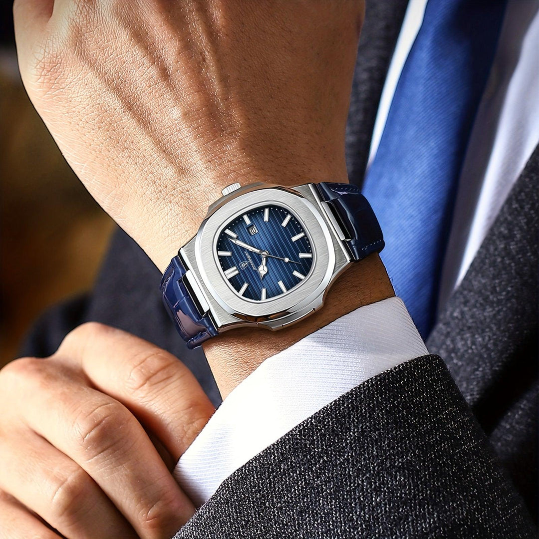 Die TimeMaster Armbanduhr am Handgelenk eines Mannes, elegant und zeitlos.
