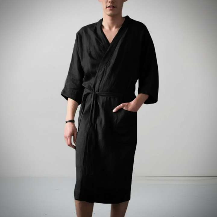 Eleganter Herren Morgenmantel, ein luxuriöses Geschenk für Männer, ideal als Hotel Bademantel & Loungewear.