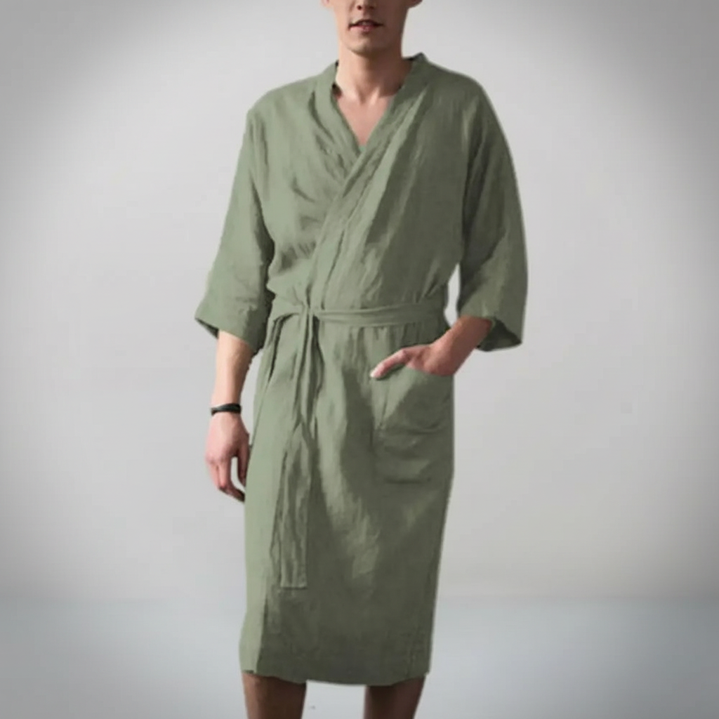 Hochwertiger Herren Baumwoll-Morgenmantel, weich & komfortabel, perfekt für Entspannung als Loungewear für Männer.