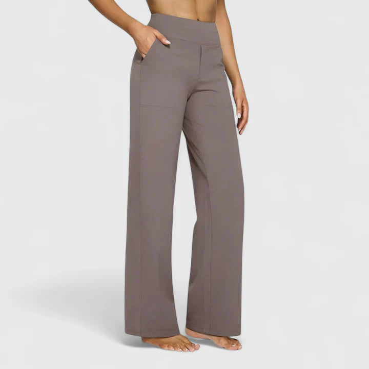 Elegante Damenhose mit geradem Bein & elastischem Bund. Perfekt für Frühling, Sommer, Herbst & Winter.