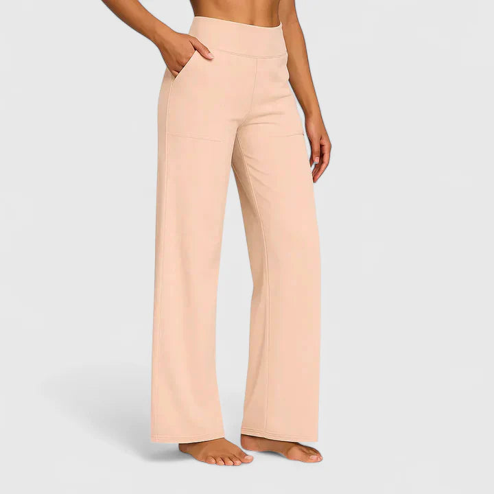 Moderne Damenhose mit geradem Bein & elastischem Bund. Ideal als vielseitige Bürohose oder Freizeithose.