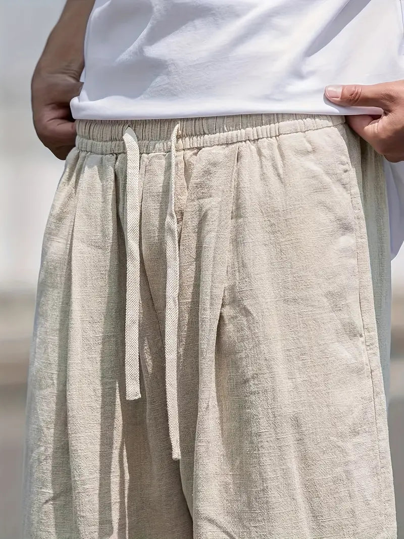 Modische Herrenhose Xavier: beige, weite Baggy-Passform für entspannten Komfort und modernen Streetwear-Look.