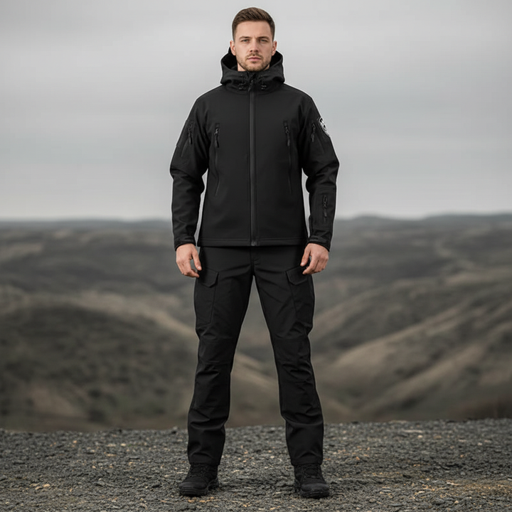 Herren wetterfestes Jacken & Hosen Set, wind- & wasserdicht. Ideale Outdoor-Bekleidung für Wanderungen und Sport.