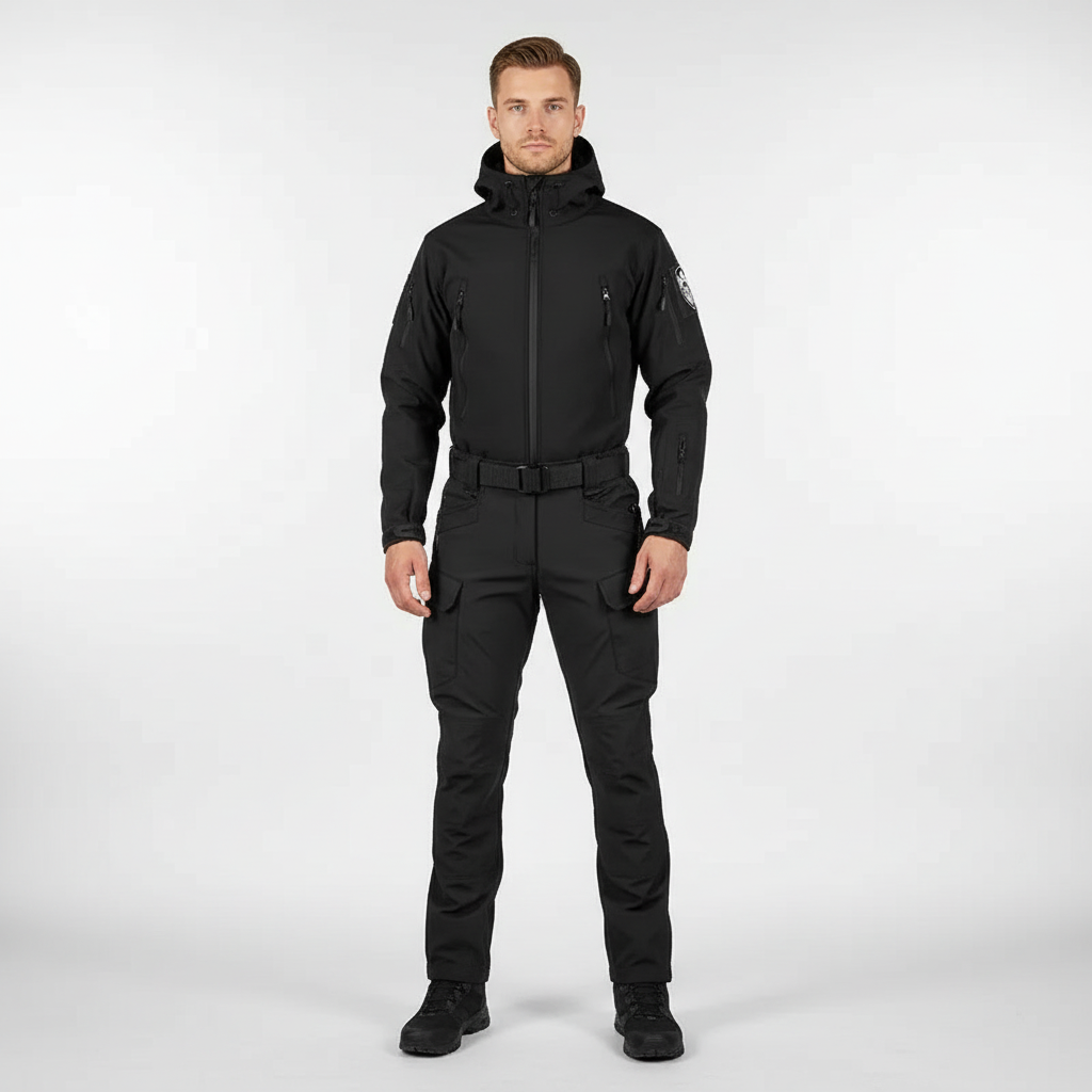 Sportliches Herren Outdoor-Outfit: Wasserdichte Regenjacke und Regenhose für Wanderungen, Trekking und Freizeit.