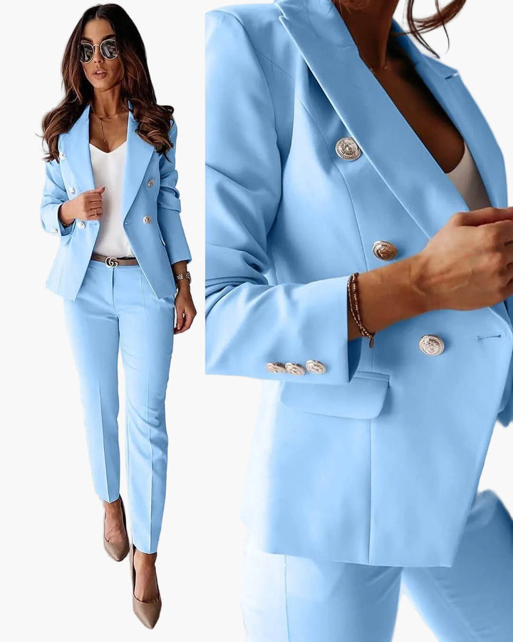 Stilvolles Damen Business Blazer- und Hosen-Set, ideal für eine professionelle Garderobe.