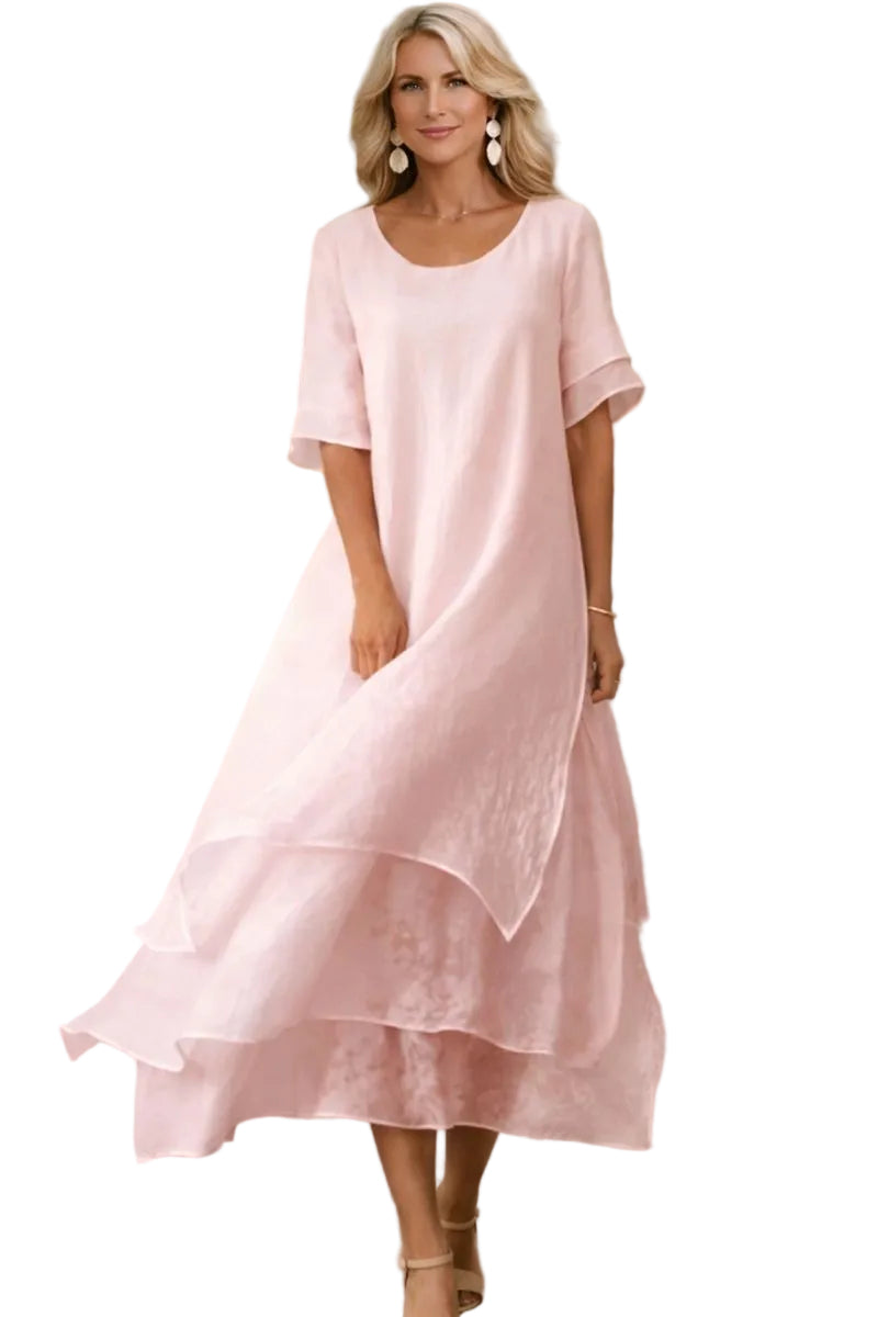 Elegantes gestreiftes Damen Midikleid für vielseitige Anlässe, perfekt als Freizeit- oder Sommerkleid.