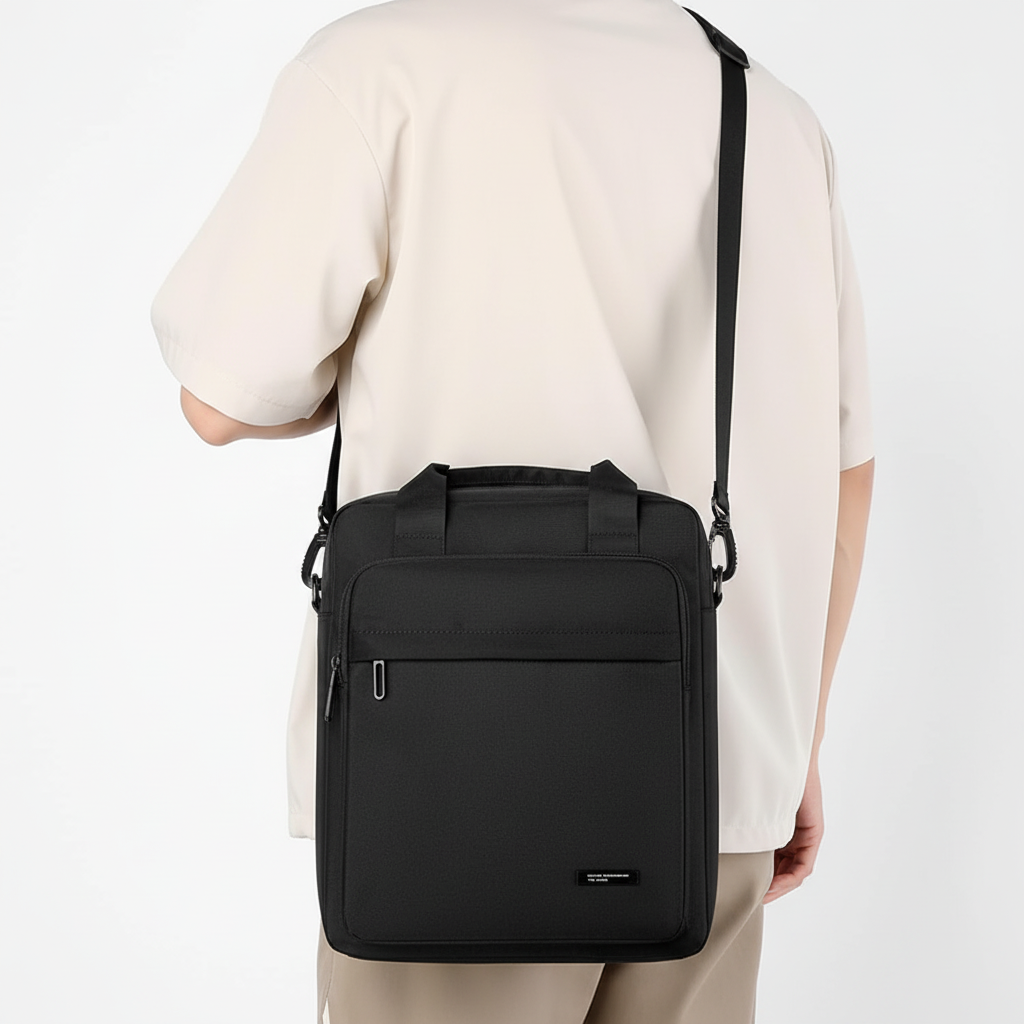 Wasserdichter Unisex-Business-Rucksack in Schwarz mit vielen Organisationsfächern, perfekt für Arbeit & Schule.