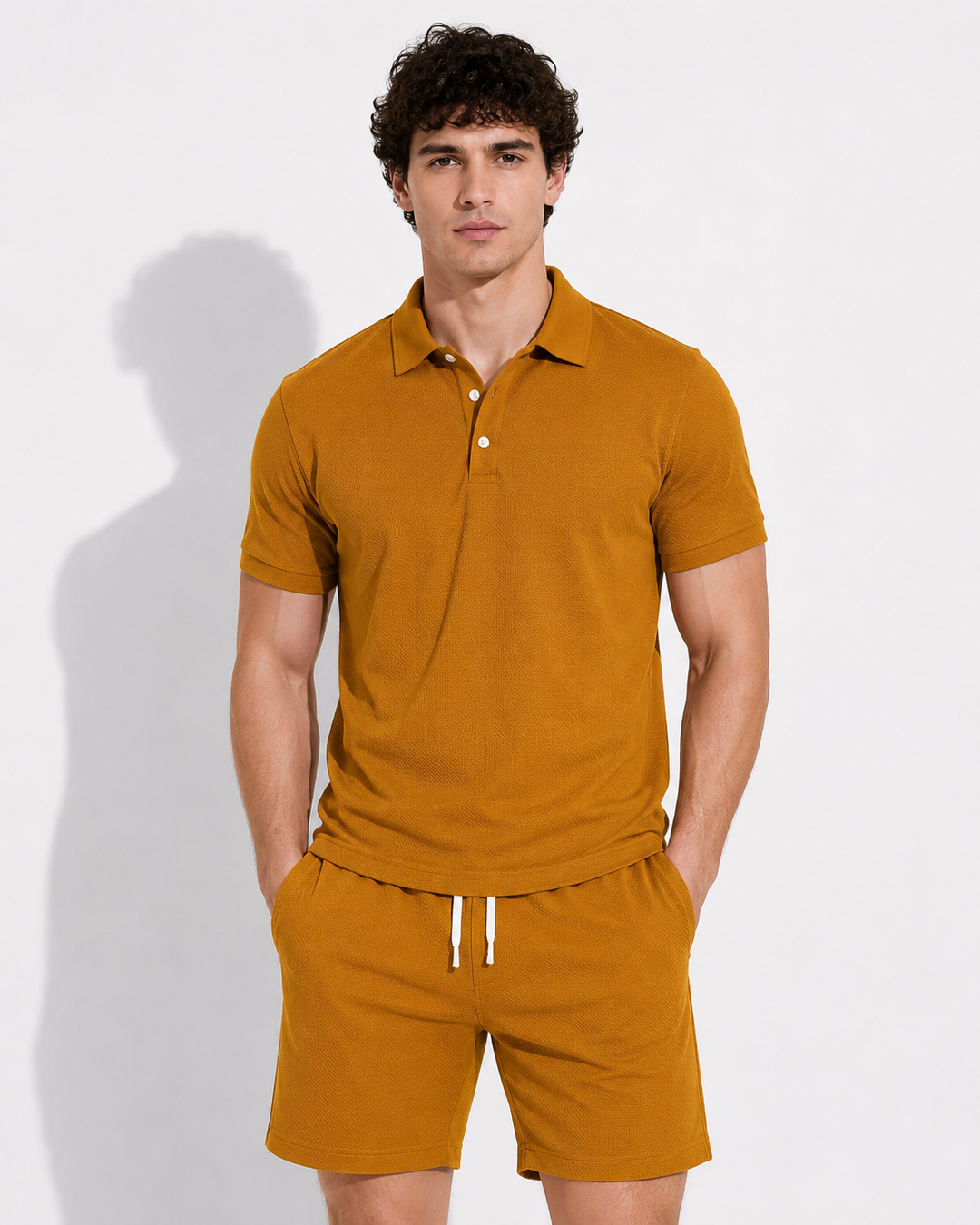 Herren Mode Set für Sommer: Kurzarm Polohemd & Shorts. Sportlich-elegant für Freizeit, Strand & Reise.