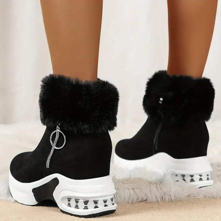 Warme & bequeme schwarze Damen Winterstiefel, rutschfest für Schnee & Eis, ideal für den Winter.