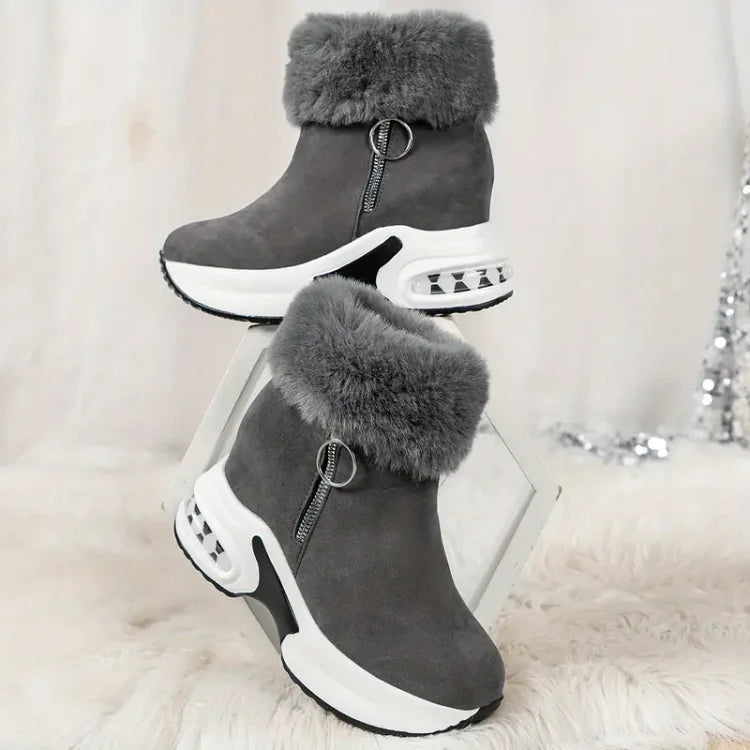 Komfortable schwarze Damenstiefel mit Luftkissen-Technologie, perfekt für lange Winterspaziergänge.