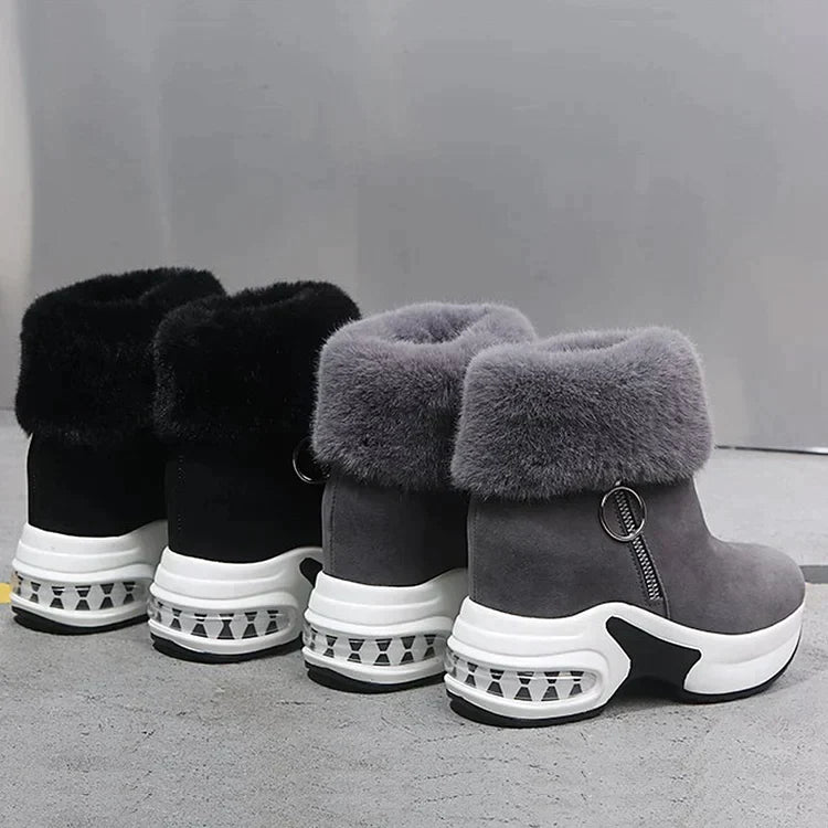 Robuste schwarze Damen Winterstiefel für Outdoor, mit exzellenter Dämpfung & warmem Futter.