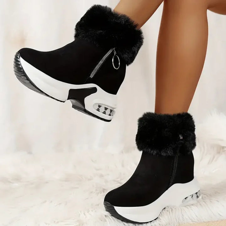 Ultraleichte graue Damenstiefel mit schockabsorbierender Luftkissen-Dämpfung für maximalen Komfort.