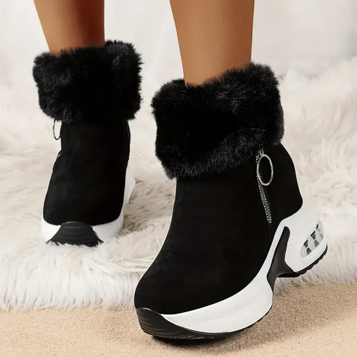 Elegante & warme Damen Boots in Grau, ideal für Wintermode, mit rutschfester Profilsohle.
