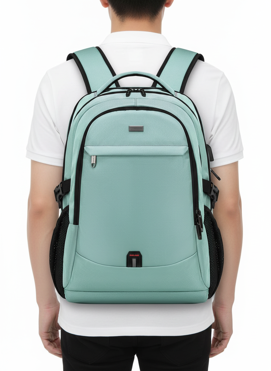 Robustes, wasserdichtes Material des Laptop-Rucksacks, langlebig & schützt Inhalt bei jedem Wetter.