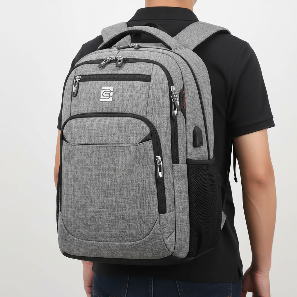 Hochwertiger wasserdichter Rucksack für Laptops, mit integriertem USB-Ladeanschluss, Modell SmartBack.