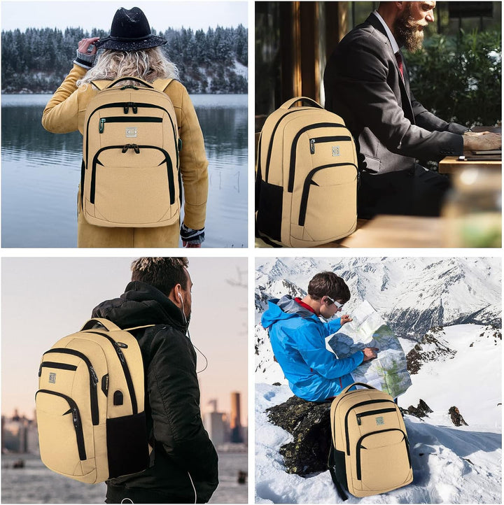 SmartBack Rucksack, wasserdicht, mit integriertem USB-Ladeanschluss, für sichere Laptop-Aufbewahrung.