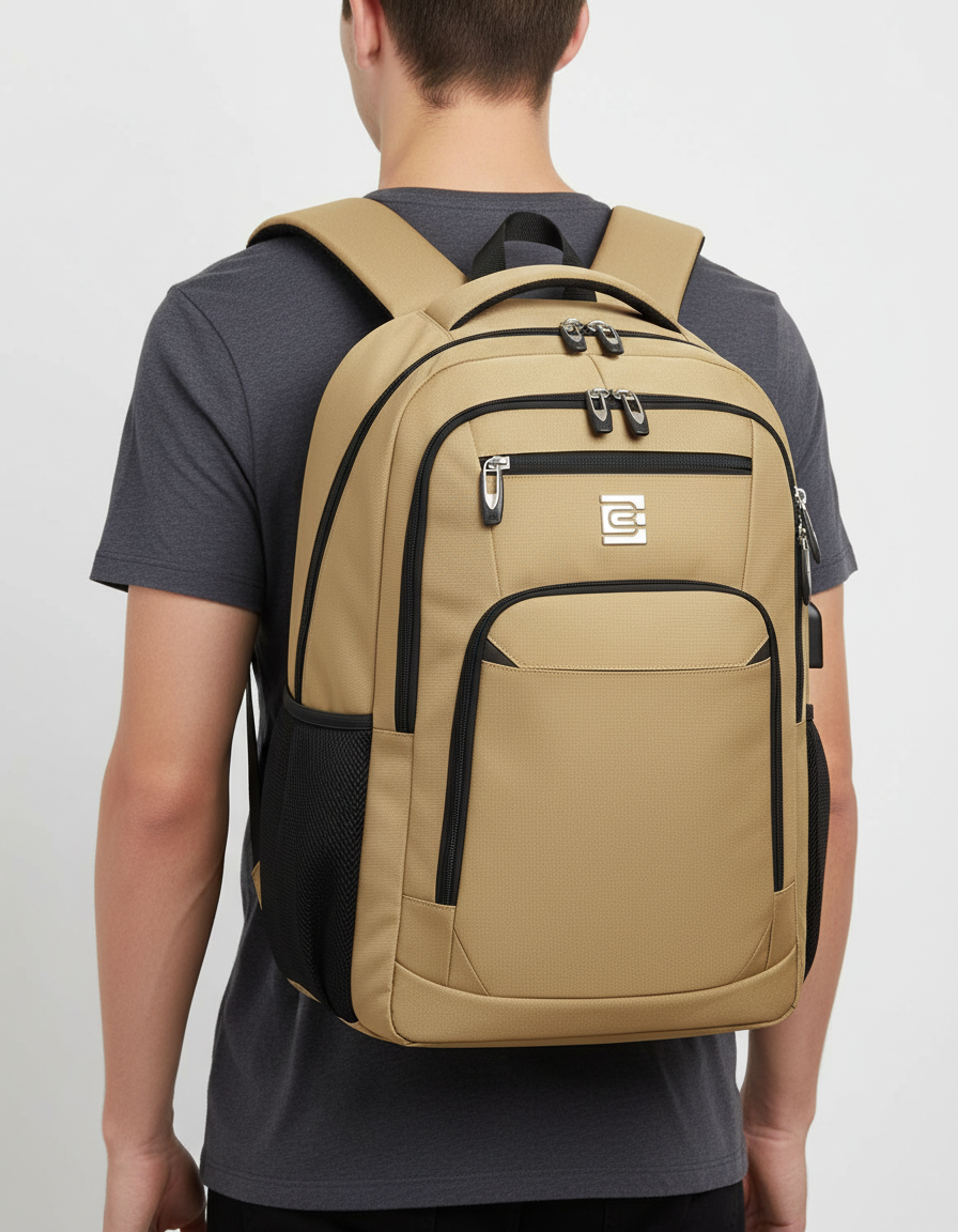 Modischer SmartBack Laptop-Rucksack, wasserdicht, mit USB-Port für schnelles Aufladen unterwegs.