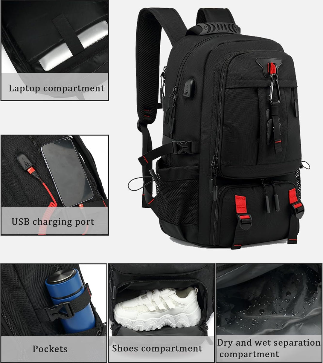 Eleganter, wasserdichter TravelMax Rucksack in Dunkelgrau. Ideal für Business, Pendler & stilvolle Reisen.