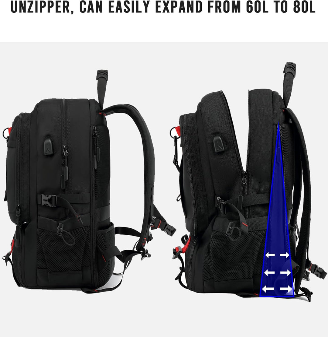 Gut organisierter, wasserdichter TravelMax Rucksack mit vielen Fächern. Perfekt für Reise, Pendler & Laptop.