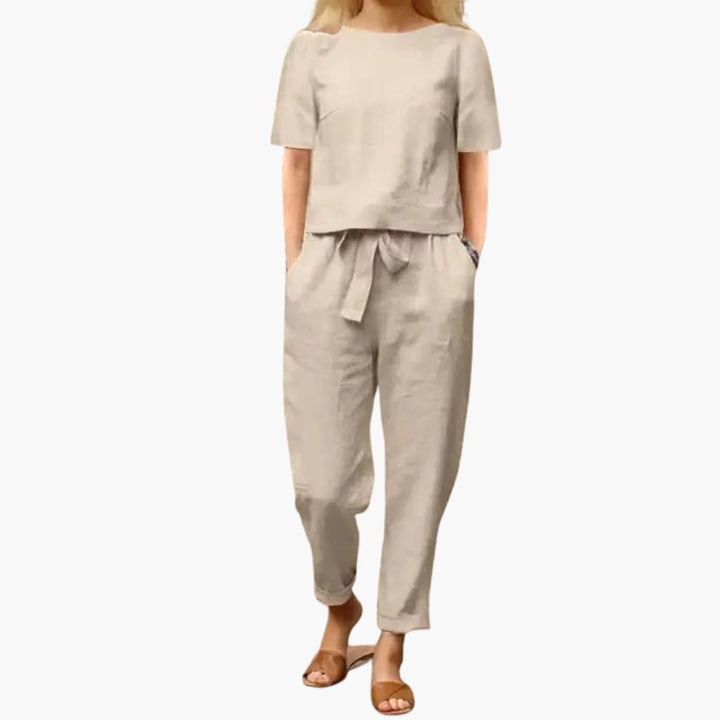 Stilvolles Damen Jumpsuit Set für Freizeit & festliche Anlässe. Modischer, bequemer Overall mit geradem Bein.