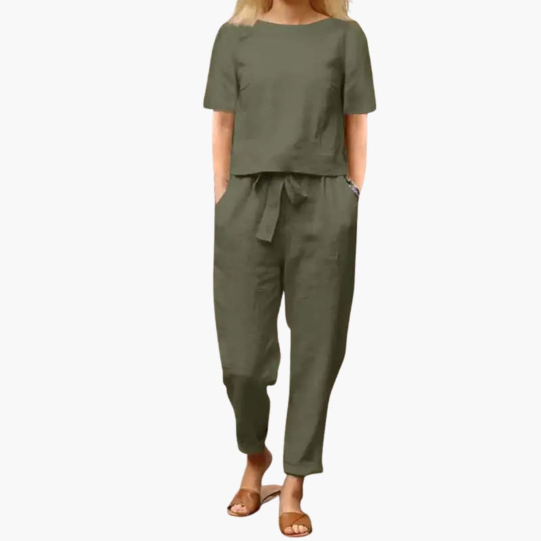 Eleganter Damen Freizeit Overall Set. Bequemer Jumpsuit mit geradem Bein, modisch für Frühling & Sommer.
