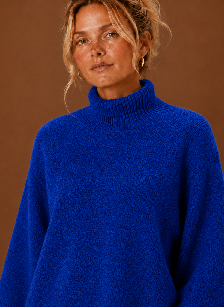 Kuscheliger Damensweater mit weitem Schnitt & modischem Stehkragen. Ein Must-have für deine Wintergarderobe.