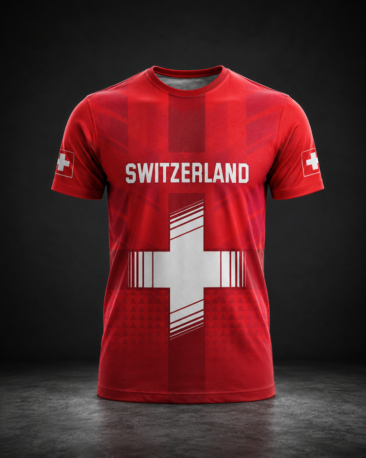 Schweizer Fußball Trikot Unisex, rotes Sportbekleidung Fanartikel für Herren & Damen, atmungsaktives Sportshirt.