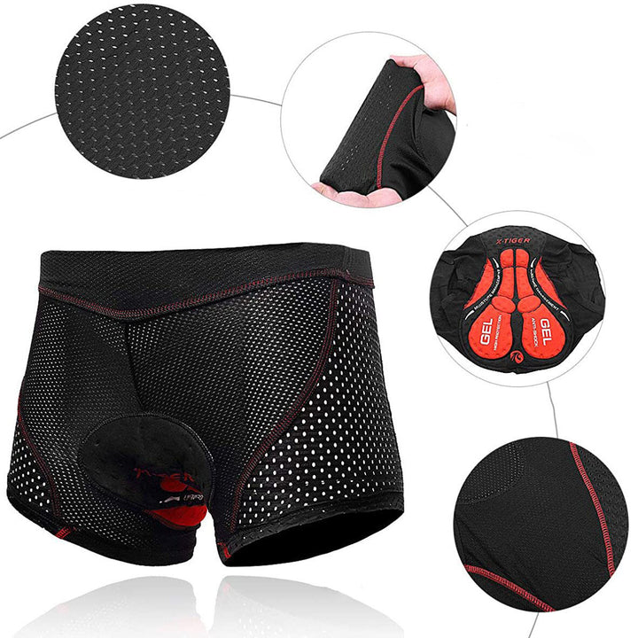 Mann trägt atmungsaktive Herren Fahrradhose mit 5D-Gel-Polster für Komfort & Schutz beim Radfahren.