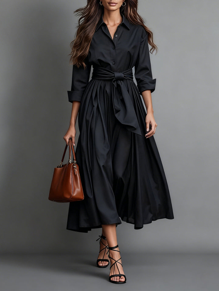 Damen Hemdkleid Hanna: Elegantes, langes Maxikleid mit Kragen, ideal als stilvolles Sommer- oder Freizeitkleid.