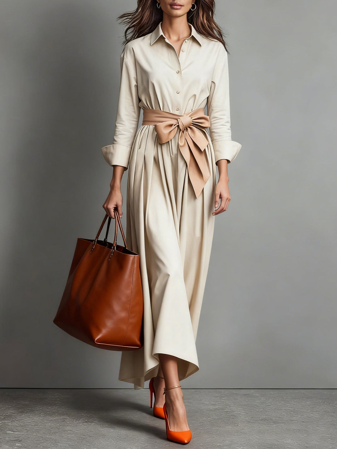 Langes Damen Tunika-Maxikleid Hanna: Komfortables Hemdkleid mit Kragen, ideal als sommerliches Freizeitkleid.