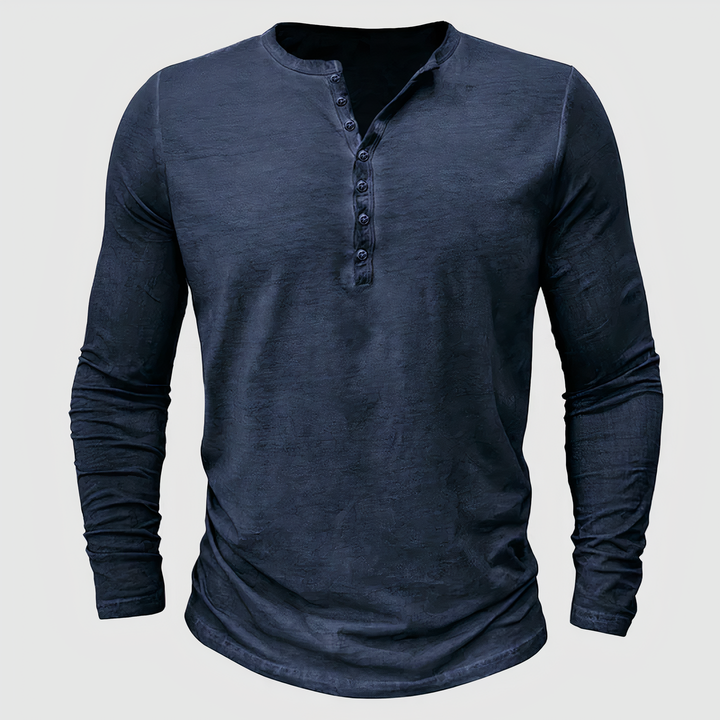 Grünes Herren Langarmshirt, weicher Klassiker für Herrenmode, ideal als bequemes Freizeitshirt.