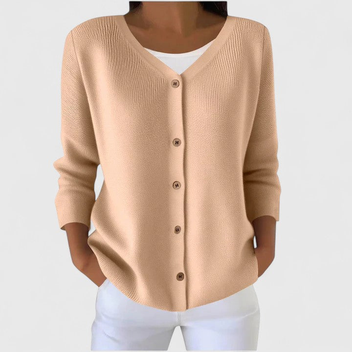 Eleganter Damen Cardigan, Langarm, mit V-Ausschnitt & Knöpfen für Casual & Chic.