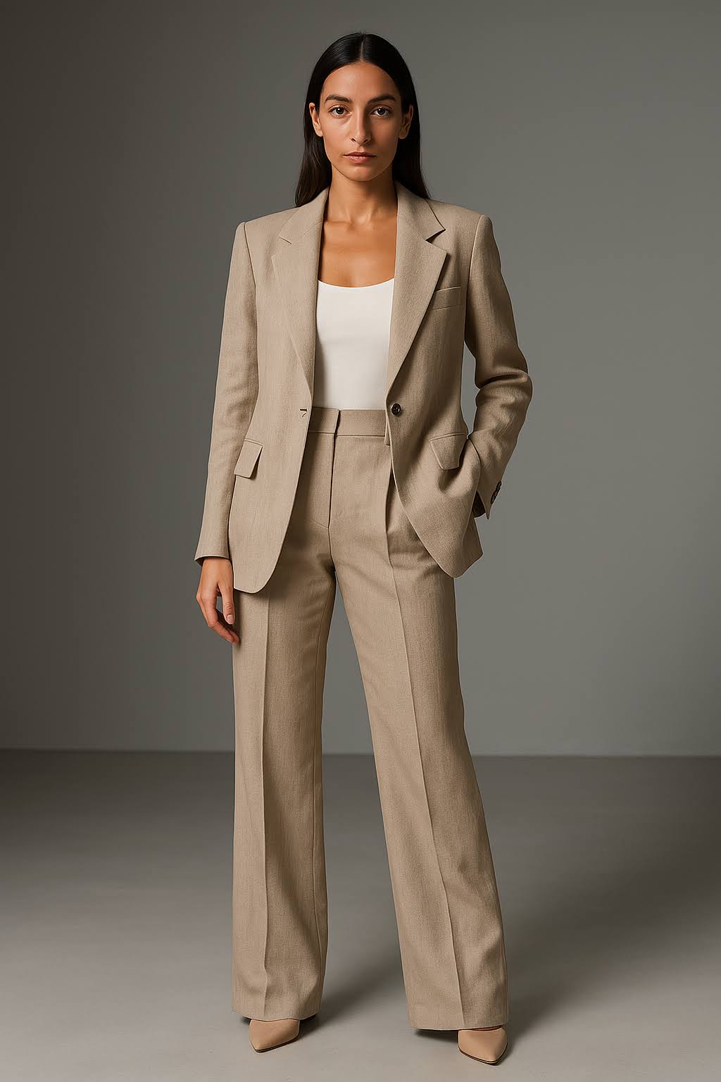 Komfortable weite Hose: Stilvolle Damenhose, perfekt kombiniert mit Blazer für Business & Freizeit.