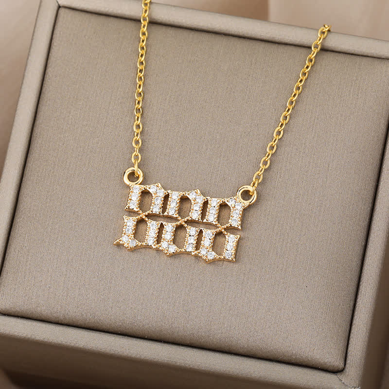 Zirkonia-Halskette für Damen, Edelstahl, mit eleganten Engelszahlen.