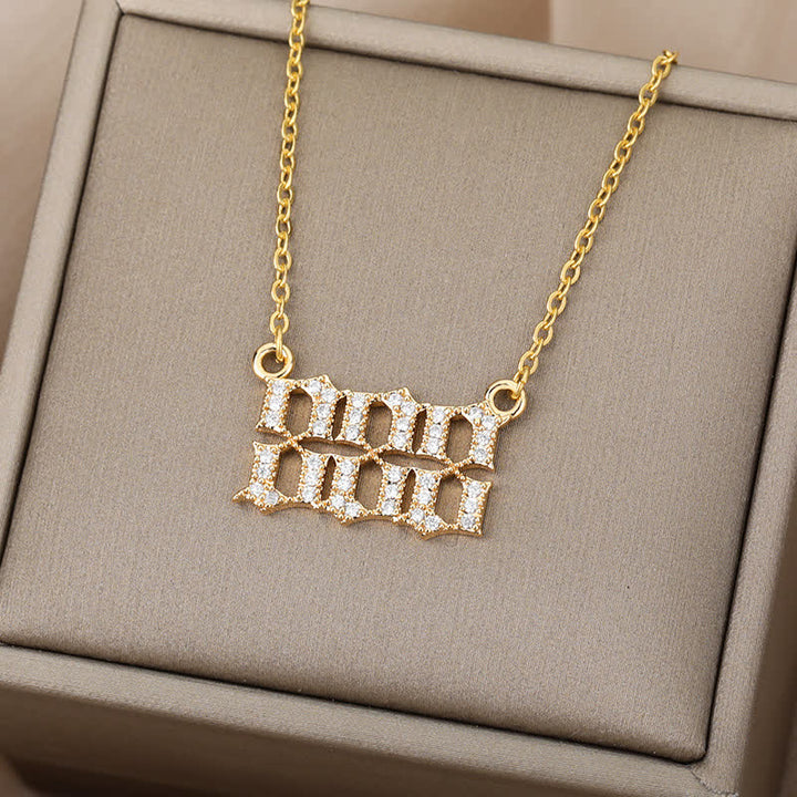 Zirkonia-Halskette für Damen, Edelstahl, mit eleganten Engelszahlen.