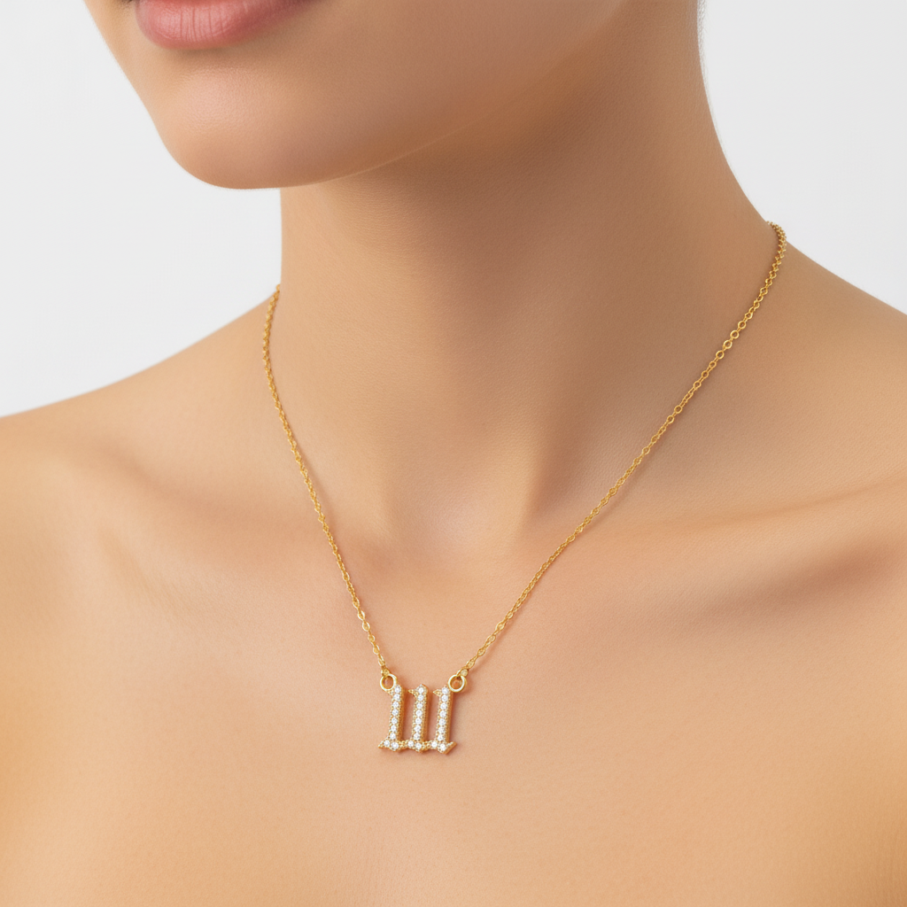 Geschenkidee für Damen: Zirkonia-Halskette mit eleganten Engelszahlen.