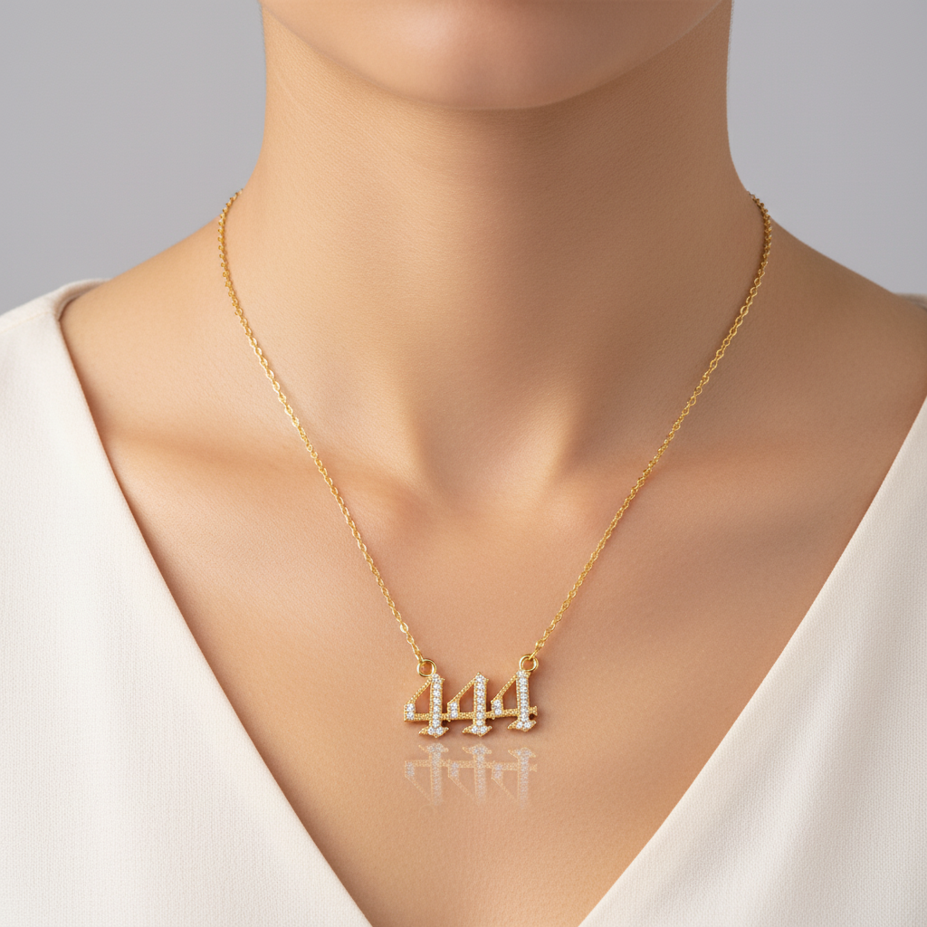 Modische Damen-Halskette mit Zirkonia und einzigartigen Engelszahlen.