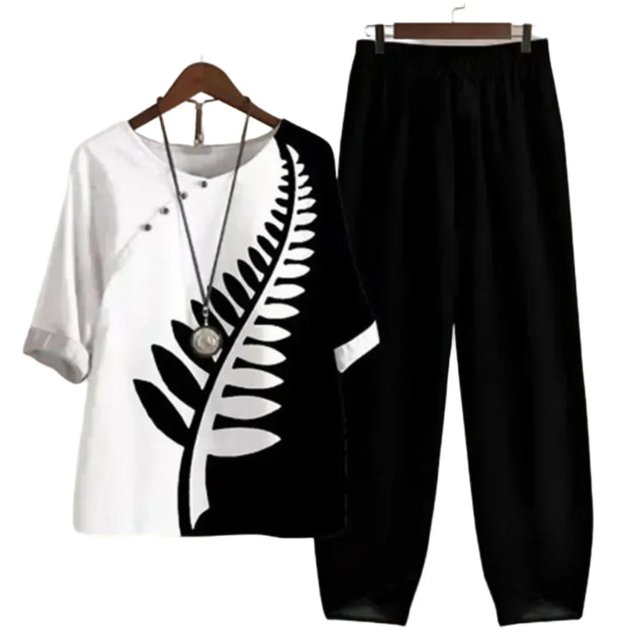 Damen Zweiteiler im Lässig-Look: Komfortables Top & Hose für einen entspannten und modischen Alltags-Stil.