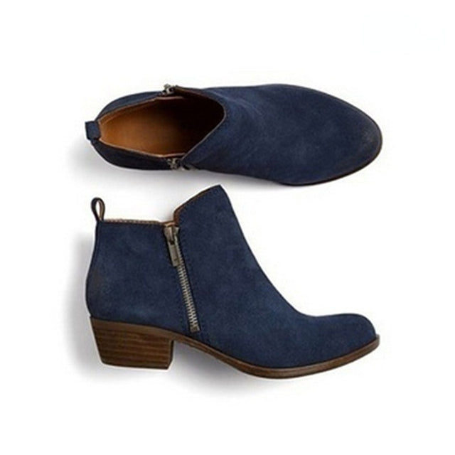 Vielseitige Damenschuhe: "Marit" Stiefelette mit Blockabsatz, seitlichem Reißverschluss, modisch & bequem.