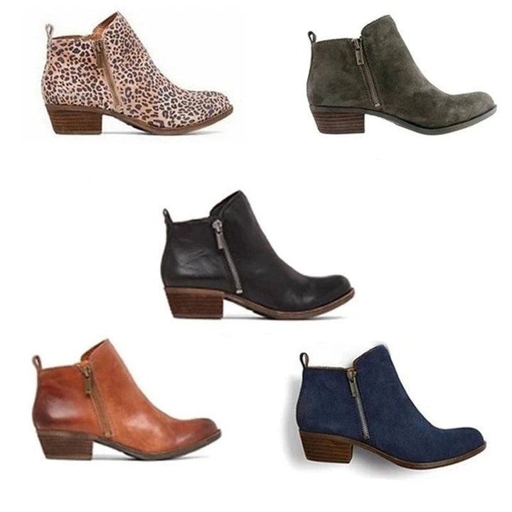 Bequeme Damen Stiefelette "Marit" mit Blockabsatz, seitlichem Reißverschluss, perfekt als Herbst- & Winterschuh.