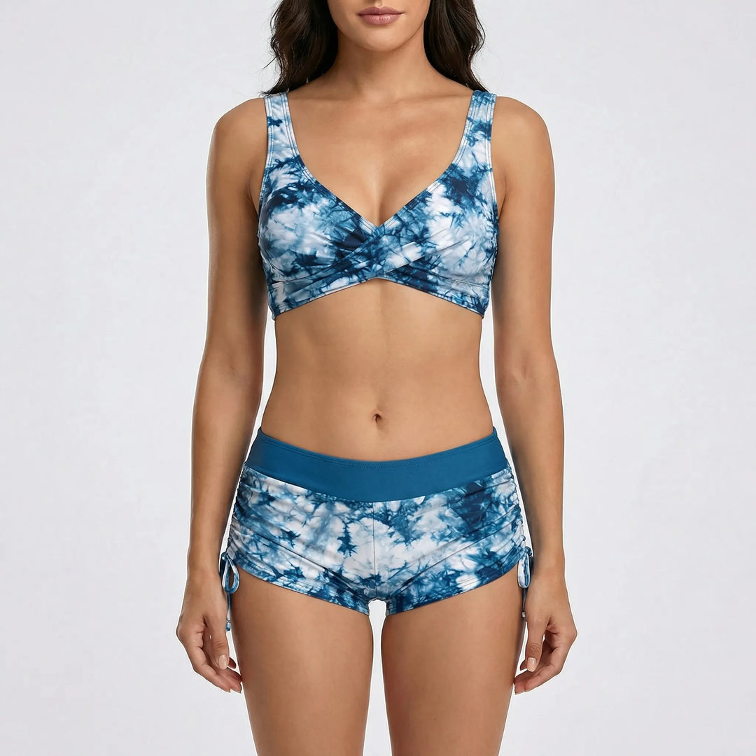 Elegantes weinrotes Damen Zweiteiler Bikini Set Chiara. Ideale Bademode für Schwimmen & Pool.