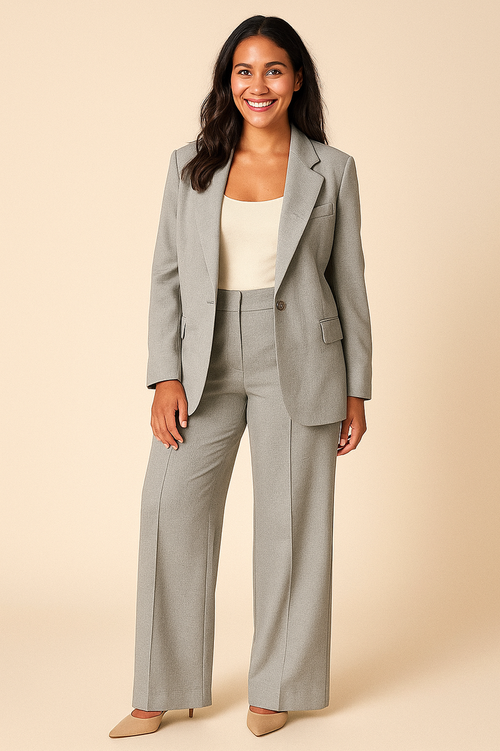 Professioneller Damen Hosenanzug Lauren, ideal für Business Meetings und formelle Anlässe. Zeitloses Blazer-Set.
