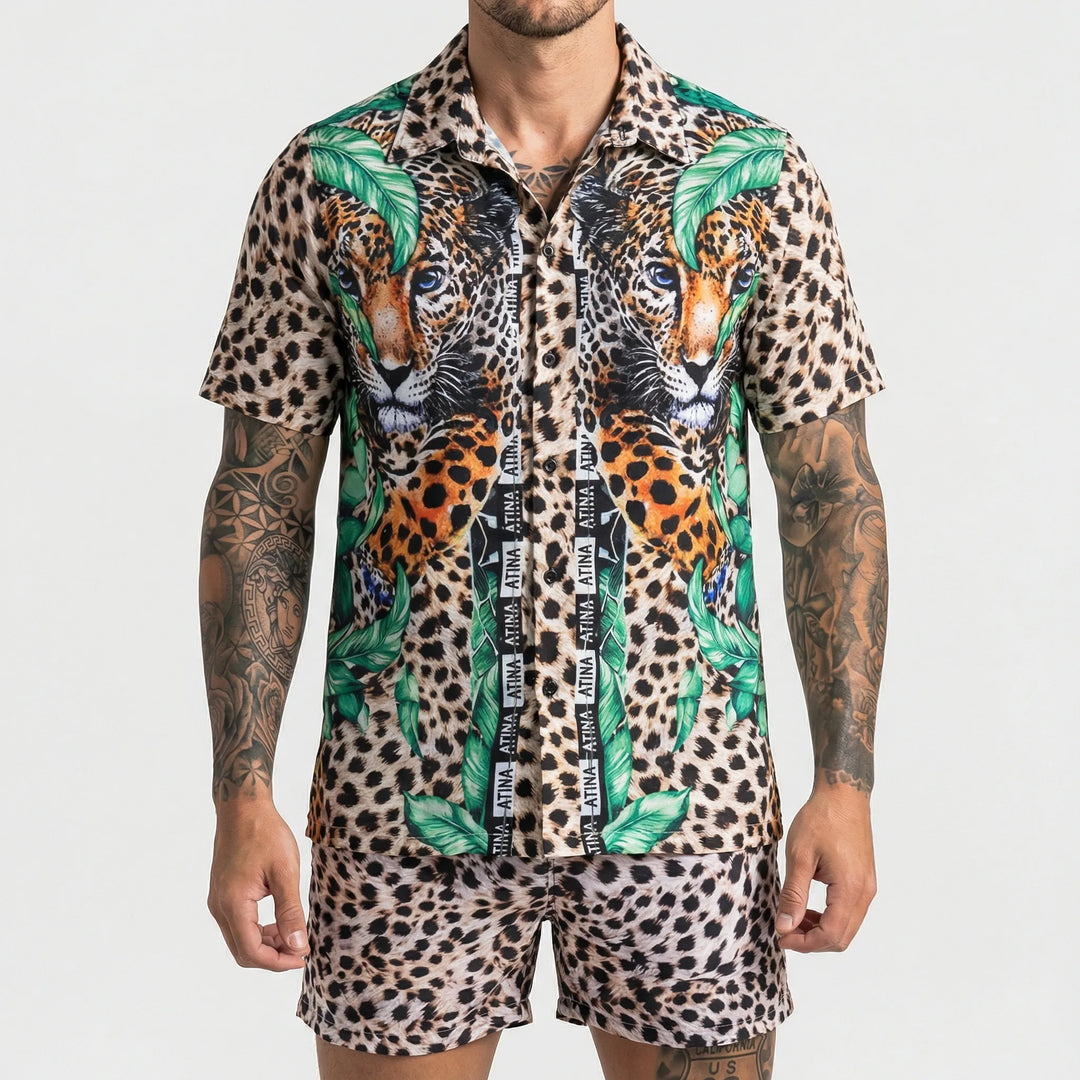 Herren Strand-Set Jamal: Gemustertes Hemd und kurze Hose für einen lässigen Sommer-Look.