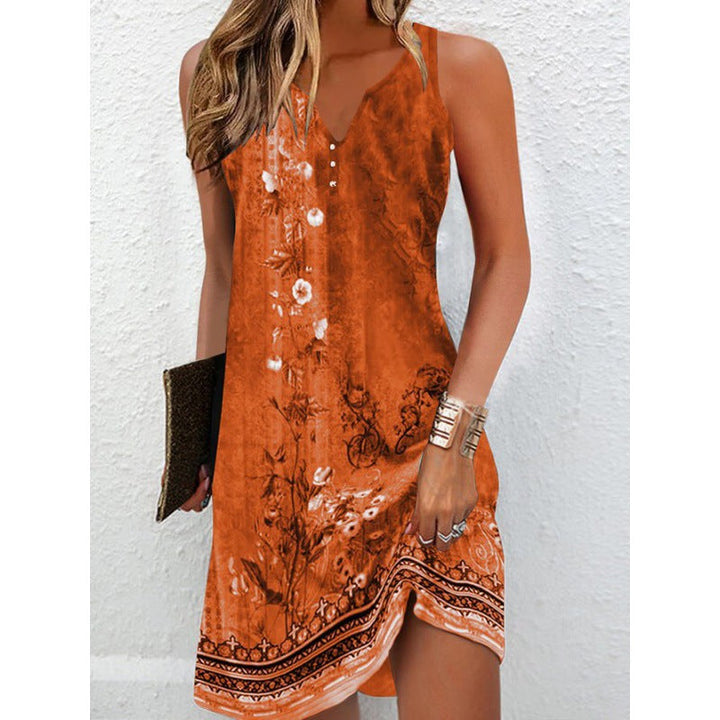Elegantes Damen Sommerkleid mit Blumen, ideal für Freizeit & Urlaub, französischer Stil.