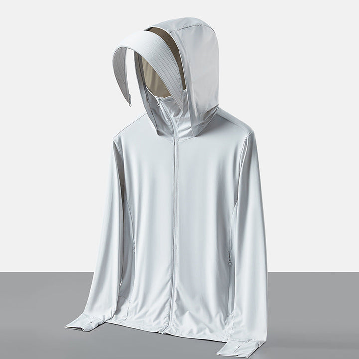 Leichte Damen Kapuzenjacke ideal für Wandern & Radfahren. UV-Schutz & Gesichtsschutz für Sport im Freien.