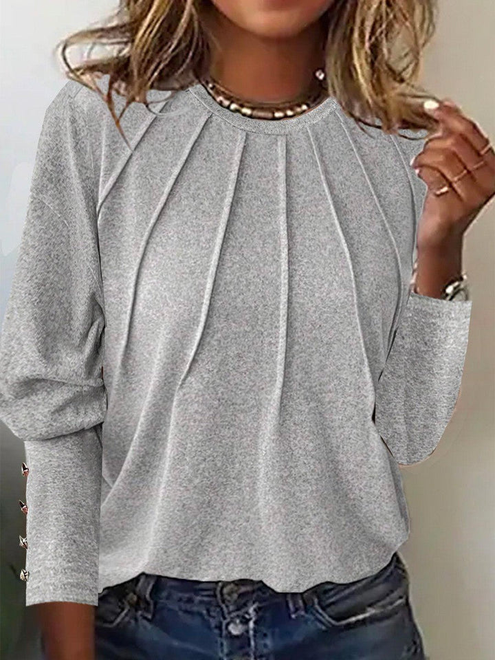 Damen Langarmshirt in Grau, vielseitiges Rundhals-Oberteil für Damenmode, stylisch und bequem.
