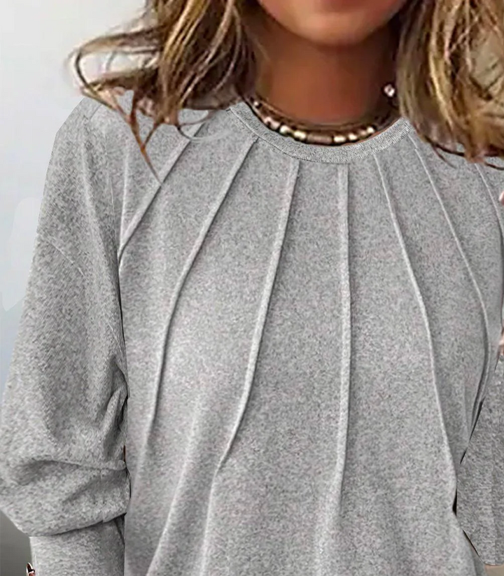 Weiches, graues Damen Langarmshirt, perfekt als komfortables Alltags-Basic oder Freizeit-Oberteil.