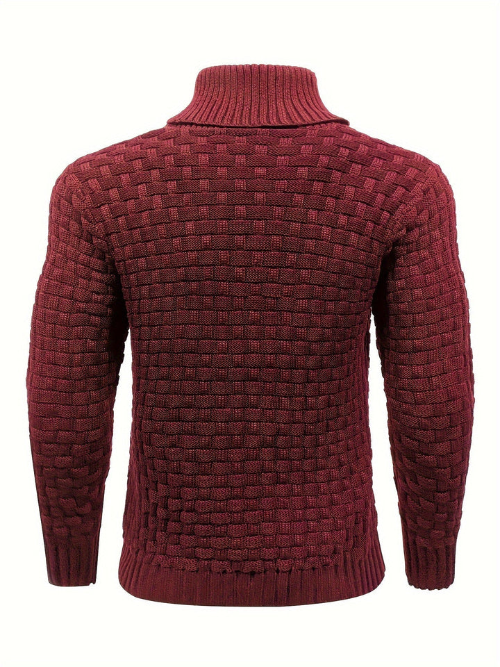 Warmer, stilvoller Herren Pullover mit Waffelstruktur und Schalkragen, ideal für Lagenlook.